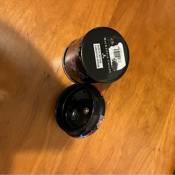 MacKenzie-Childs Black and Gold Floral Mini Canister - Picture 3 of 4